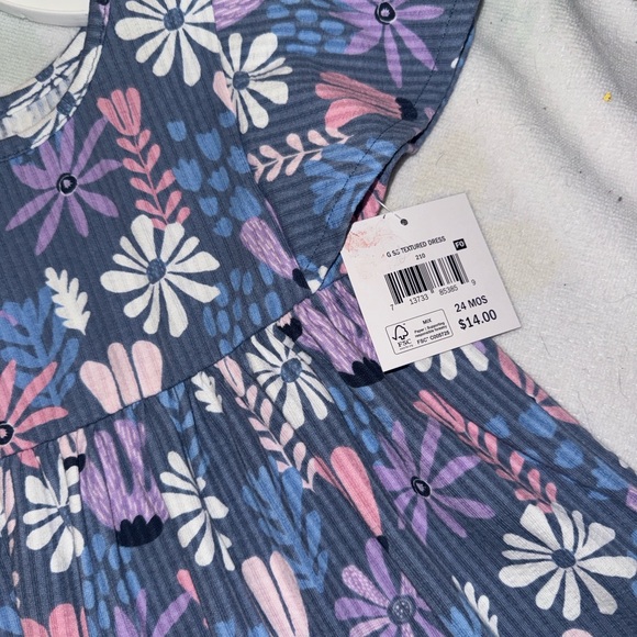 Floral Kids Casual Dress - Purple and Pink - Picture 3 of 6